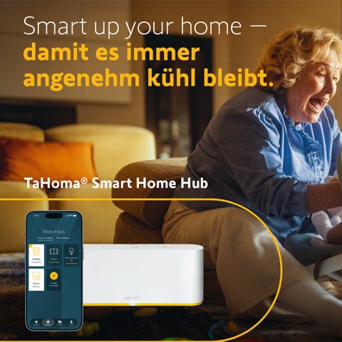 Mit smarten Sonnenschutzlösungen von Somfy profitieren Verbraucher von spürbaren Energieeinsparungen. 